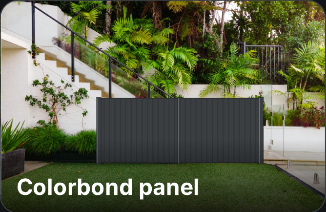 Colorbond solid panel fence drawn onto a garden photo