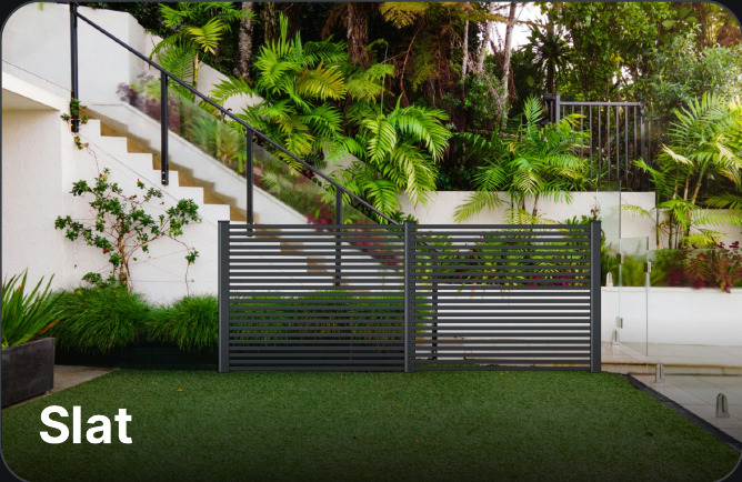 Slat fence drawn onto a garden photo